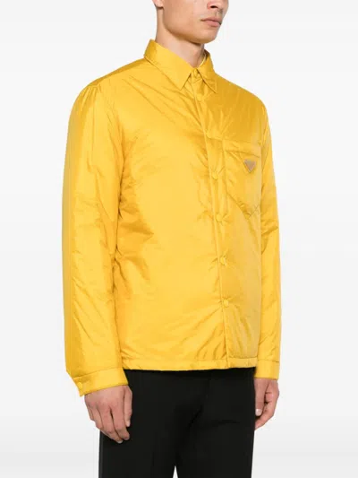 Prada Re-nylon Shirt Jacket Casual Jackets And Parka Yellow In Yellow