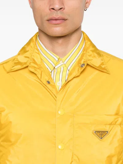 Prada Re-nylon Shirt Jacket Casual Jackets And Parka Yellow In Yellow