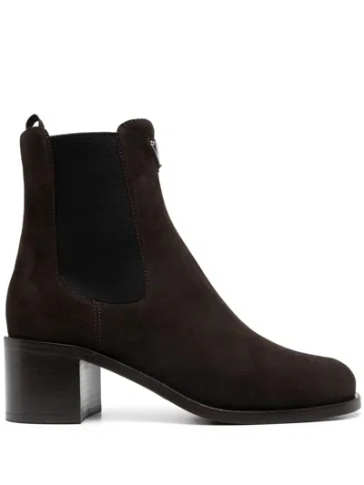 Prada 55mm Suede Boots In Brown