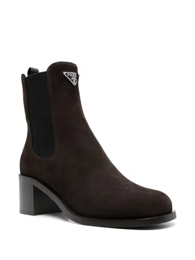 Prada 55mm Suede Boots In Brown