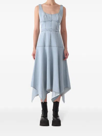 Shop Jason Wu Asymmetric-hem Denim Midi Dress In Blue