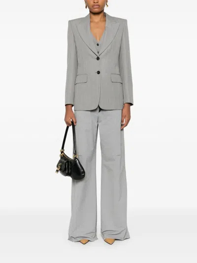 Chloé Tailored Jacket In Wool Grain De Poudre Grey Size 6 100% Wool, Horn Bubalus Bubalis, Farmed, Coo Ind In Grey