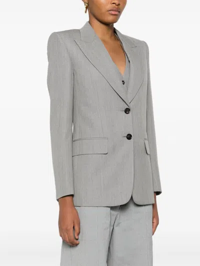 Chloé Tailored Jacket In Wool Grain De Poudre Grey Size 6 100% Wool, Horn Bubalus Bubalis, Farmed, Coo Ind In Grey