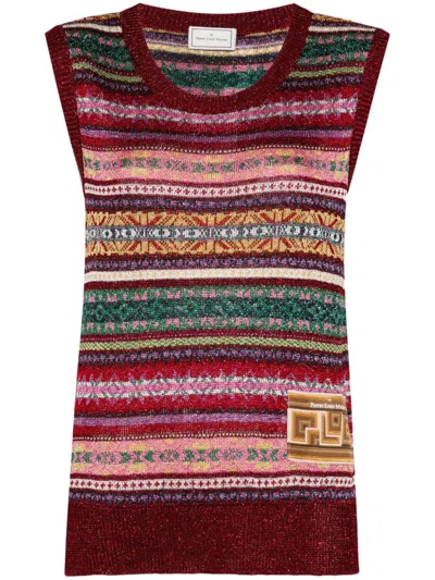 Pierre-louis Mascia Striped Tricot Top In Red