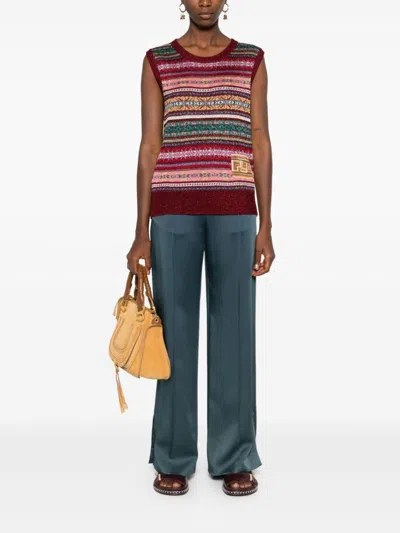 Pierre-louis Mascia Striped Tricot Top In Red