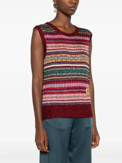Pierre-louis Mascia Striped Tricot Top In Red