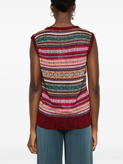 Pierre-louis Mascia Striped Tricot Top In Red