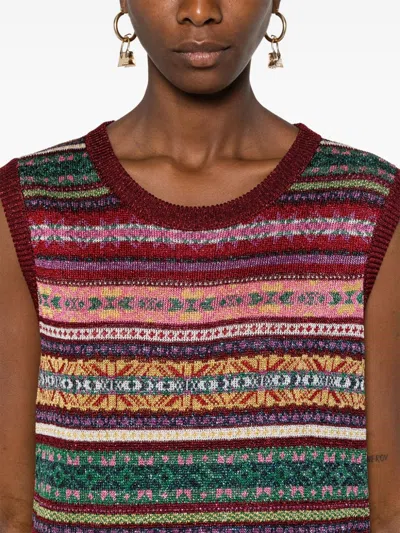 Pierre-louis Mascia Striped Tricot Top In Red