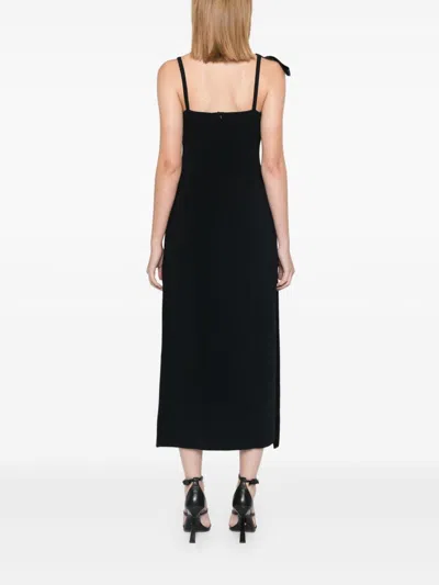 David Koma Satin Bow Detail Open Leg Midi Dress In Black