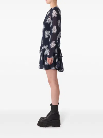 Jason Wu Floral-print Ruffle Mini Dress In Blue