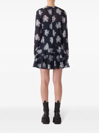 Jason Wu Floral-print Ruffle Mini Dress In Blue