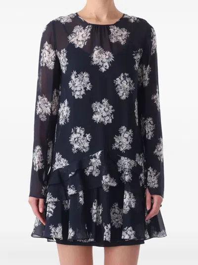 Jason Wu Floral-print Ruffle Mini Dress In Blue