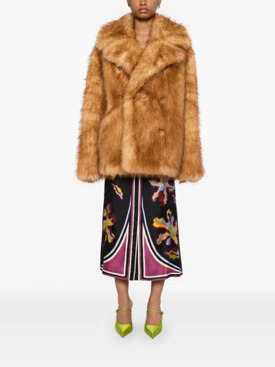 Dorothee Schumacher Oversized Faux Fur Jacket In Brown