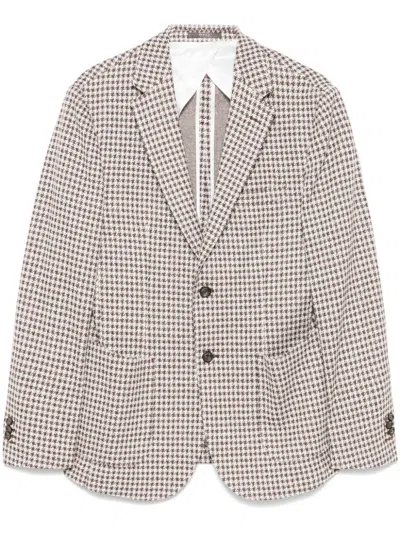 Shop Boggi Milano Houndstooth-pattern Blazer In Brown