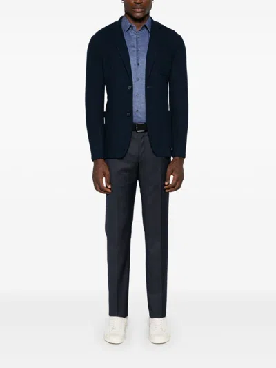 Giorgio Armani Knitted Blazer In Blue