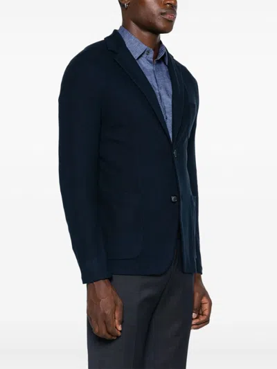 Giorgio Armani Knitted Blazer In Blue