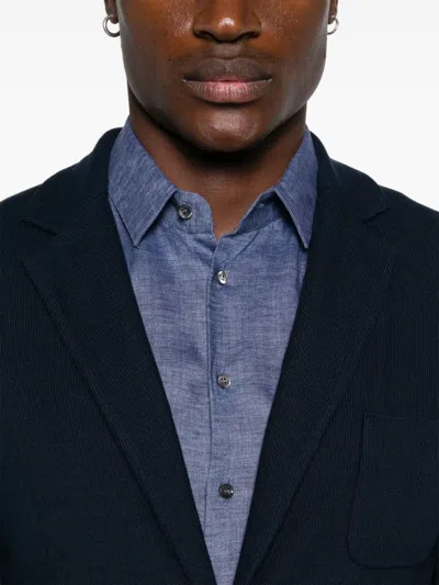 Giorgio Armani Knitted Blazer In Blue