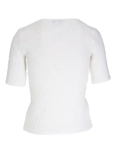Vince Smocked Elbow-sleeve V-neck Top In White