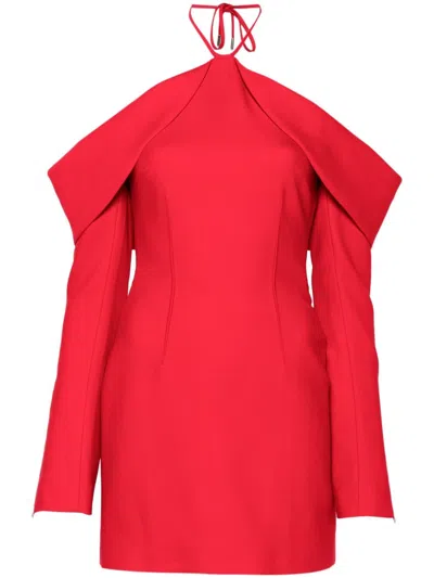David Koma Wool-blend Minidress In Red