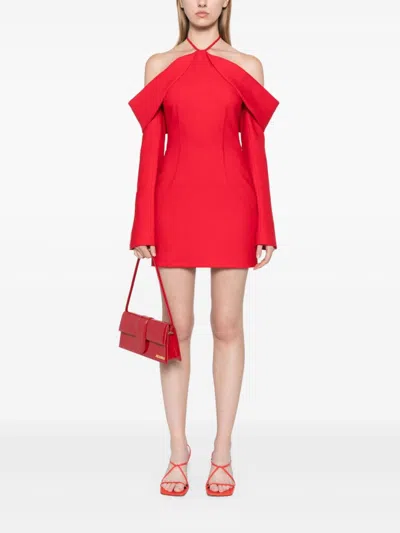 David Koma Wool-blend Minidress In Red