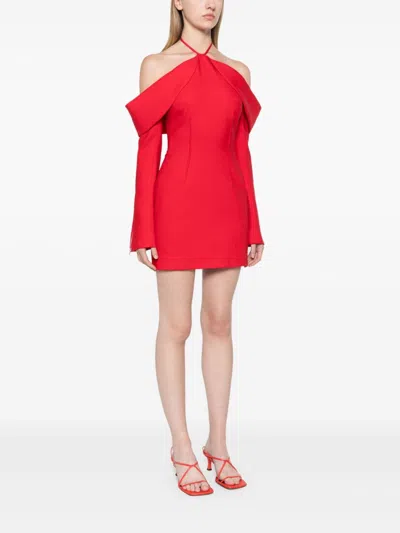 David Koma Wool-blend Minidress In Red