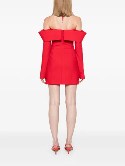David Koma Wool-blend Minidress In Red