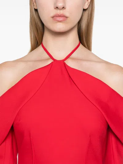 David Koma Wool-blend Minidress In Red