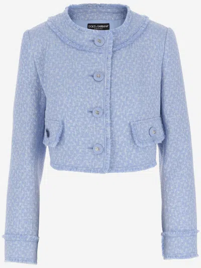 Shop Dolce & Gabbana Rachel Wool Tweed Short Jacket In Purple