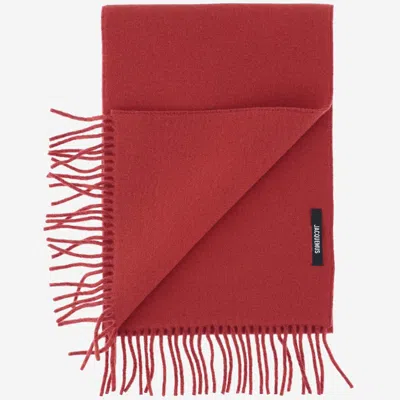 Shop Jacquemus Wool Scarf With Logo In Red