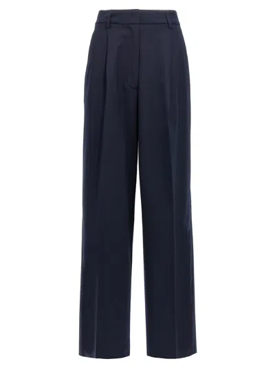 The Latest Thelatest Midnight Blue Wool Blend Trousers In Blue