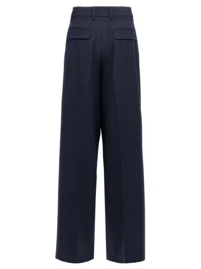 The Latest Thelatest Midnight Blue Wool Blend Trousers In Blue