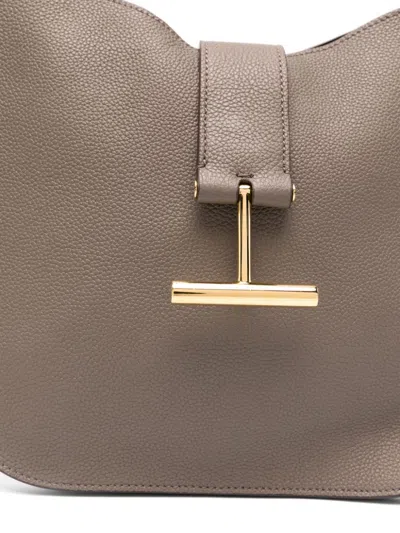 Shop Tom Ford Day Grain Leather Small Crossbody Bag In Greige