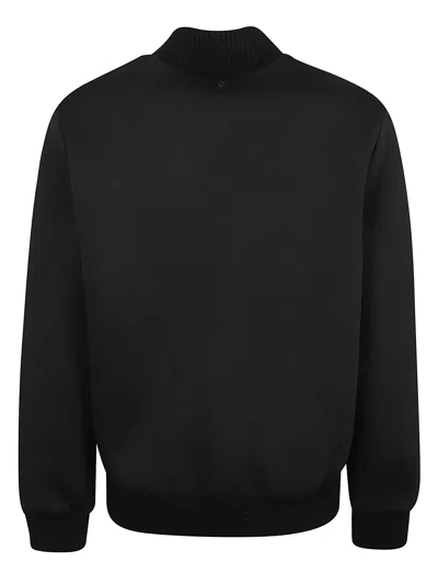 Dondup Ribbed Elastic Neoprene Bomber Jacket With D Logo Detail In Nero