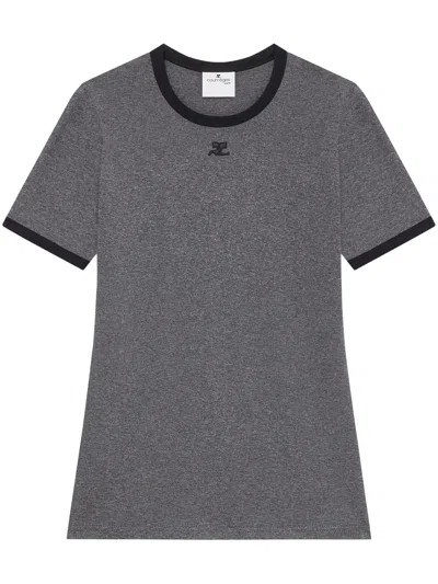 Shop Courrèges T Shirt Signature In Dark Grey Black