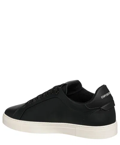 Shop Emporio Armani Leather Sneakers In Black