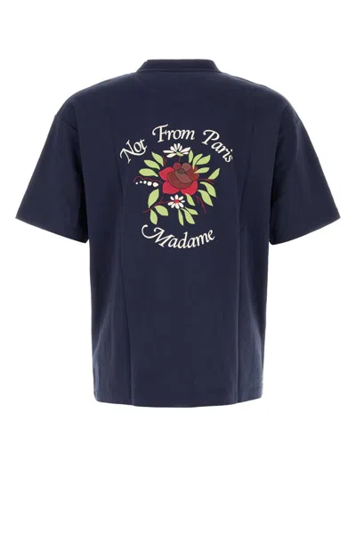 Shop Drôle De Monsieur Navy Blue Cotton T-shirt