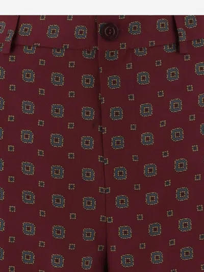 Moschino Pantalone In Seta Stampata Donna In Burgundy