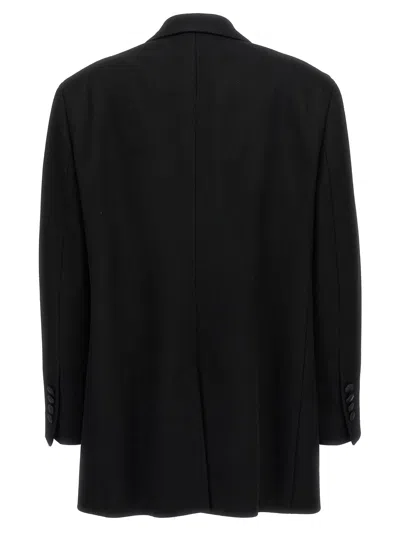 Dolce & Gabbana Oversize Double-breasted Wool Baize Jacket In Black