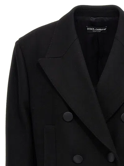Dolce & Gabbana Oversize Double-breasted Wool Baize Jacket In Black