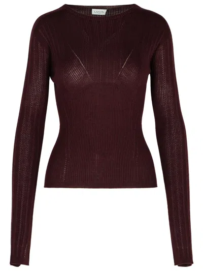 Shop Lanvin Burgundy Wool Blend Sweater In Bordeaux