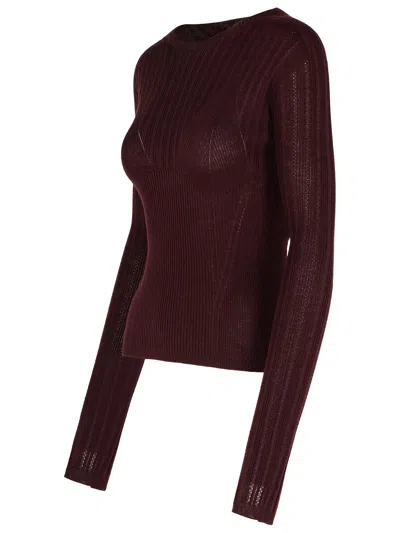 Shop Lanvin Burgundy Wool Blend Sweater In Bordeaux