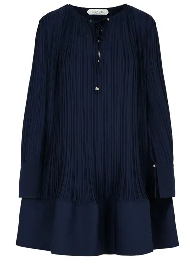 Lanvin Dress With Logo In Navy