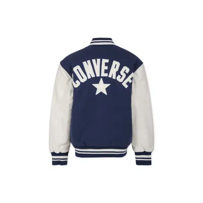 Converse Blue Bomber Jacket For Boy With Logo In Blue