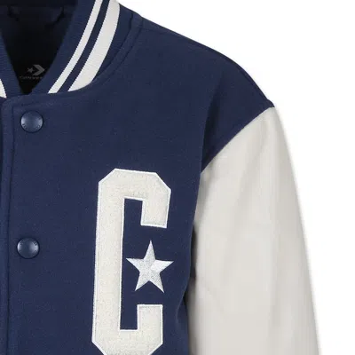 Converse Blue Bomber Jacket For Boy With Logo In Blue