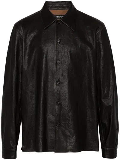 Shop Our Legacy Black Welding Shirt In Worn Brown Lambskin