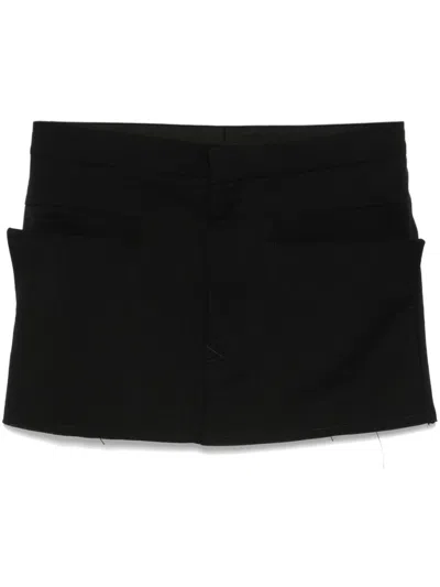 Rick Owens Black Wool Mini Skirt In 09 - Black