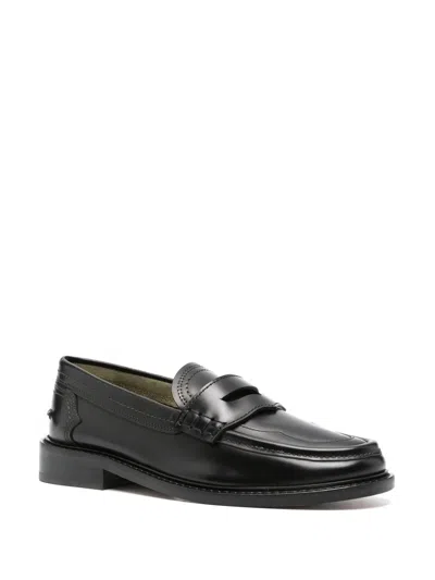 Paul Smith Almond Toe Calf Leather Loafers In Black