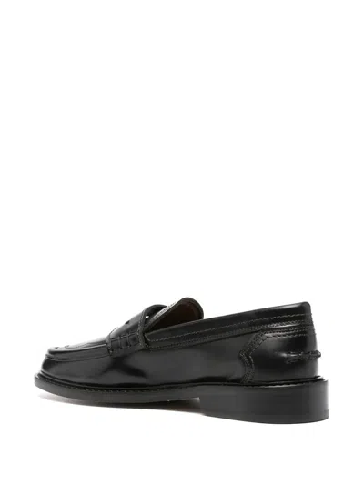 Paul Smith Almond Toe Calf Leather Loafers In Black