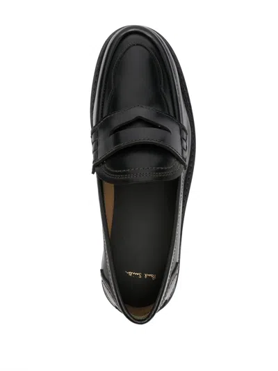 Paul Smith Almond Toe Calf Leather Loafers In Black