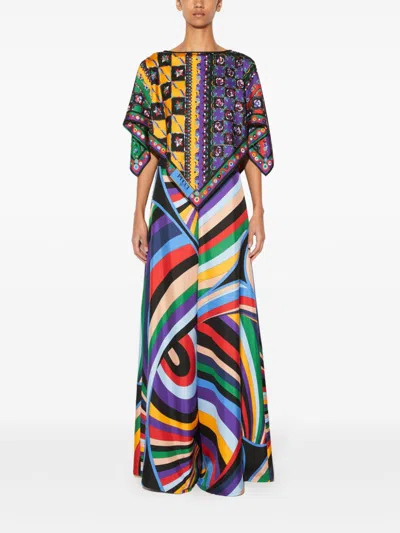 Pucci Festa Onde-print Kaftan Top In Purple